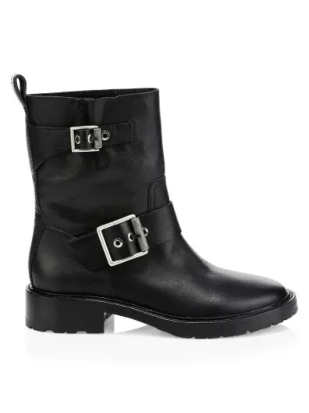Rag & Bone Cannon Moto Black Leather Buckle Boots